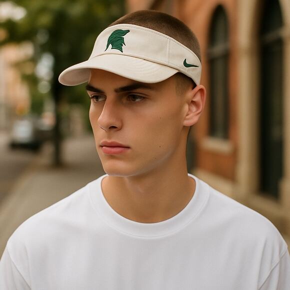 Nike Michigan State Spartans Visor White Dri-Fit Swooshflex Golf Leisure Cap - Picture 1 of 7